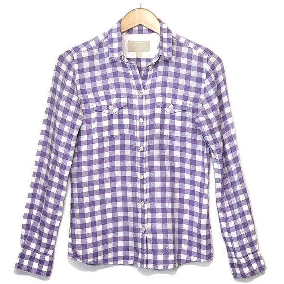 Banana Republic Linen Cotton Gingham Checked Soft Wash Button Down Shirt Size XS - Picture 16 of 16